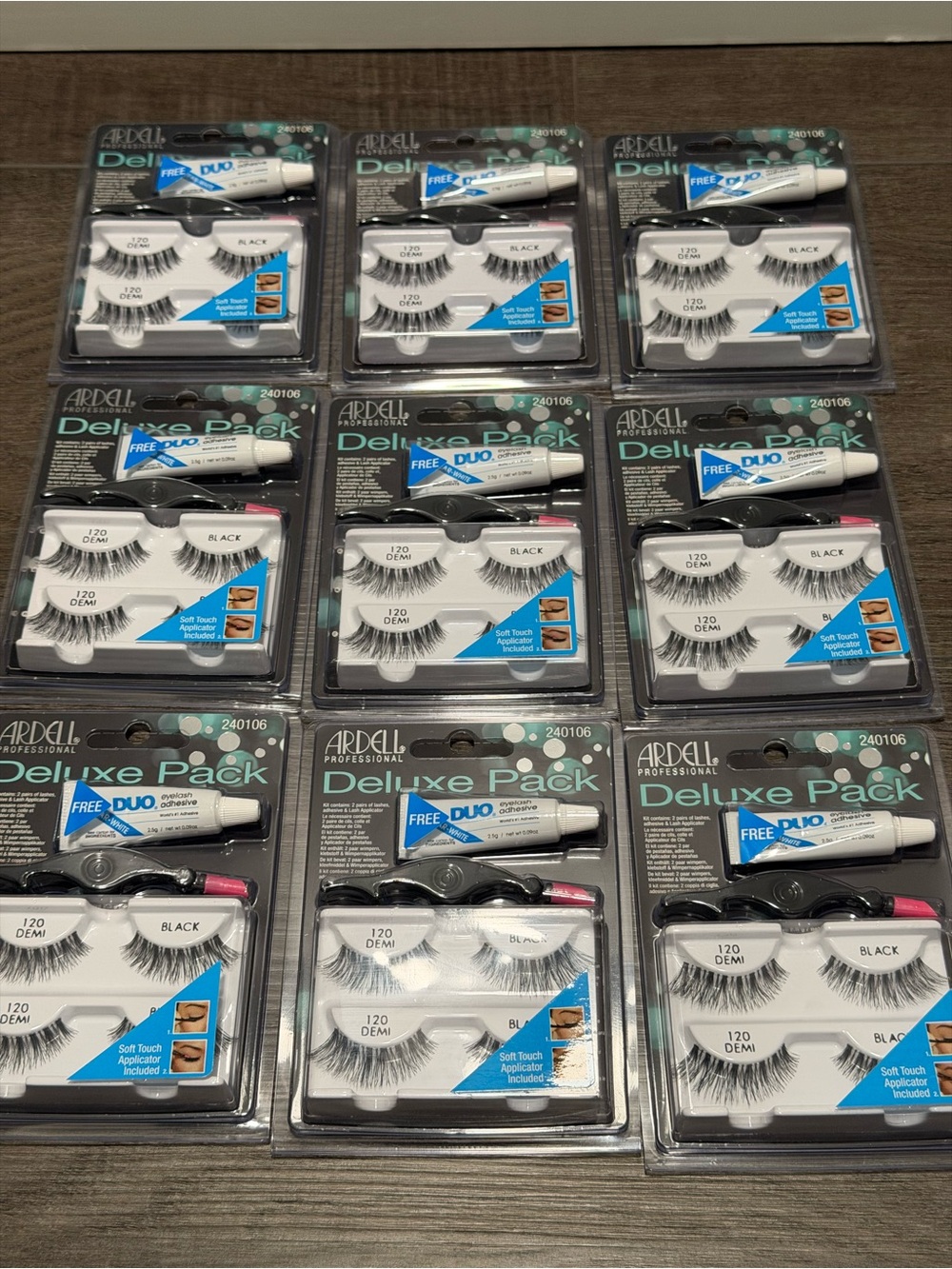 Ardell Eye Lash 120 Demi Black Deluxe Pack With Duo Glue (Lot Of 9)